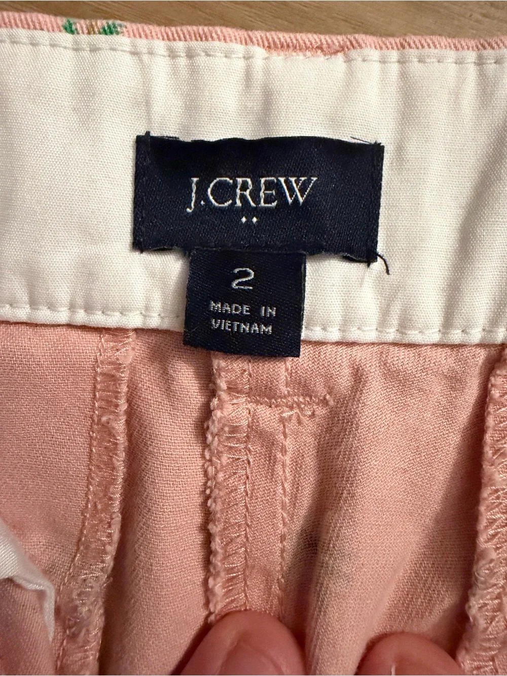 J.Crew Palm Tree Embroidered Chino Shorts Pink Green - Size 2 - Picture 4 of 9